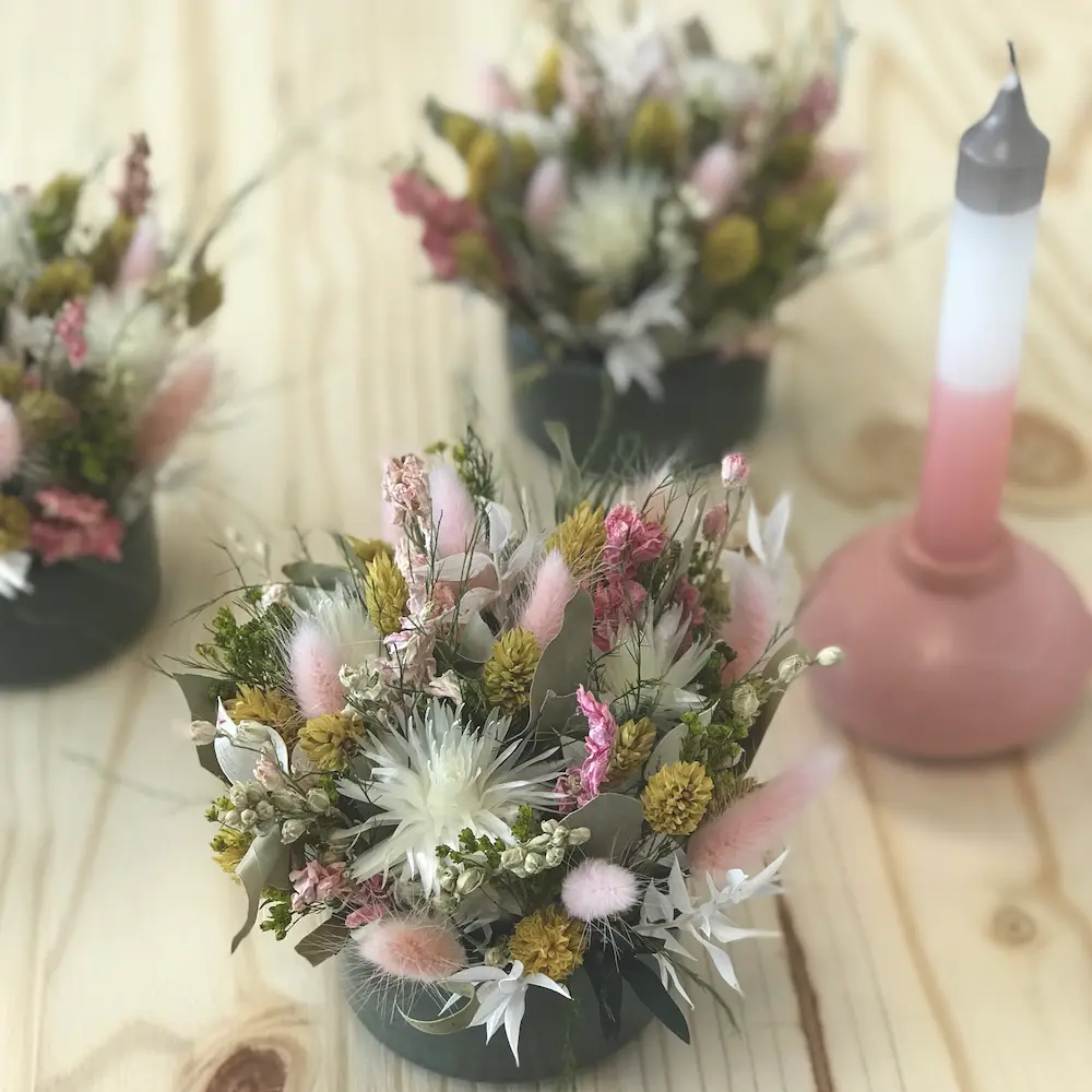 centre de table champetre centre de tables champetre rose verts et blanc